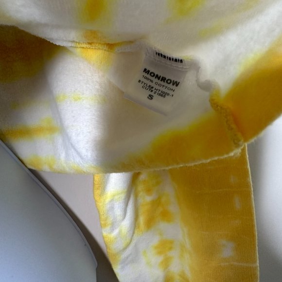 MONROW Supersoft Painter Tie Dye Crop Sweatshirt Yellow Small NEW - Picture 3 of 4